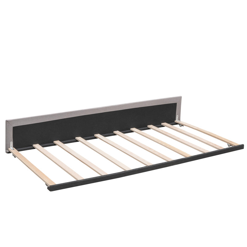 Upholstered Platform Bed With 2 Drawers And Twin Xl Trundle In Delicate Gray Storage- &, Full, Light Gray