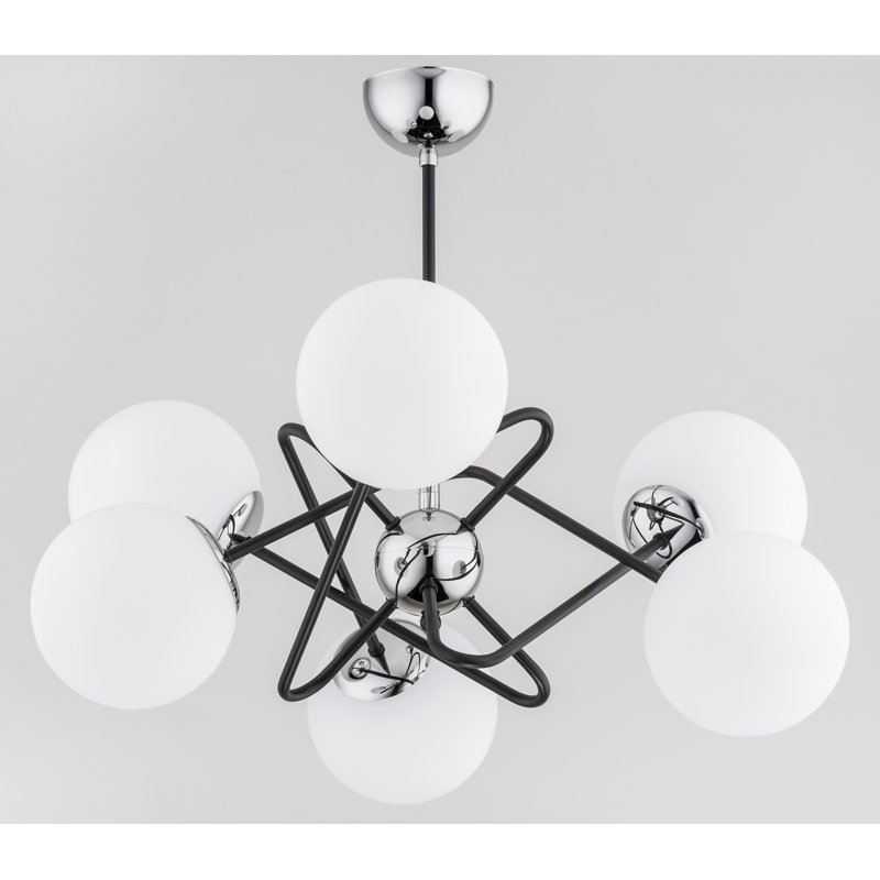 Savona 6 - Light Chandelier, White, Chrome