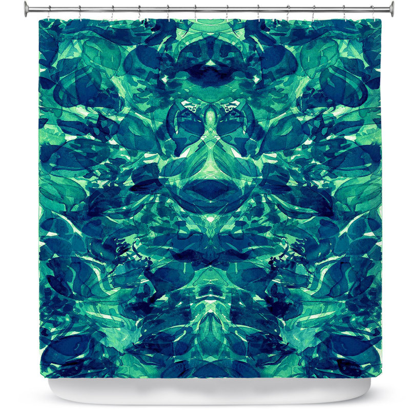 Rideau de douche simple enchanted forest vi, Bleu / Blanc