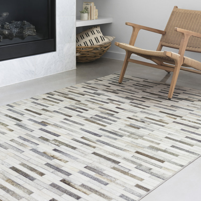 Tapis ivoire à motif géométrique Rogers, Rectangle 3 pi 6 po x 5 pi 6 po
