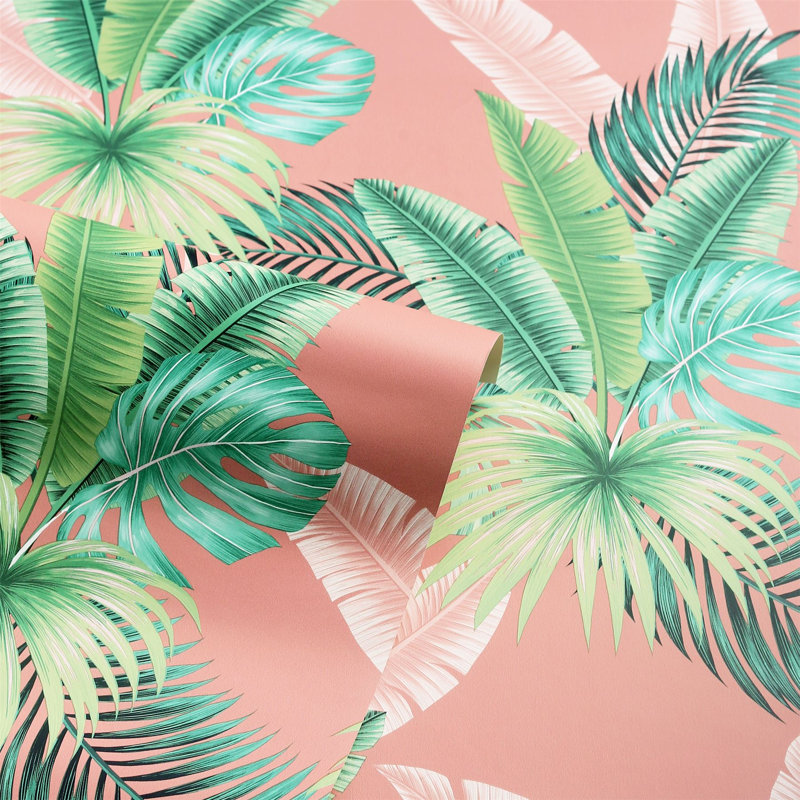  Tropical Jungle Botanical Wallpaper Pink Green Leaf Pattern Washable 921405