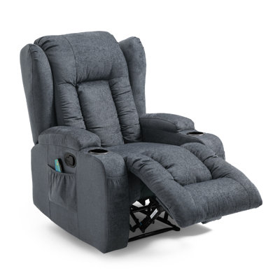 Fauteuil inclinable à massage manuel, tissu gris anthracite, rembourrage doux