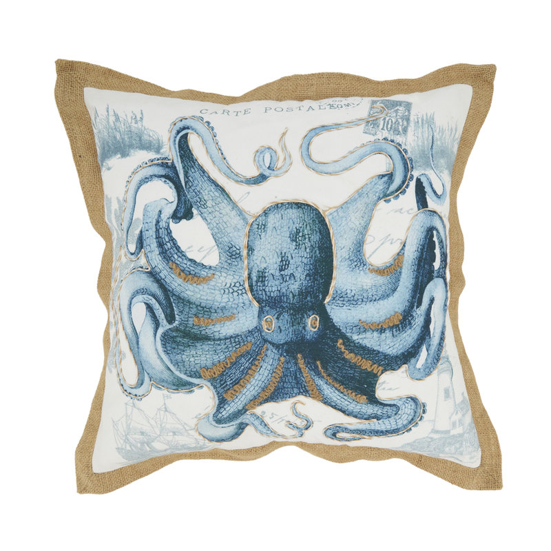 Vibrant Outdoor Octopus Pillow, Polyester