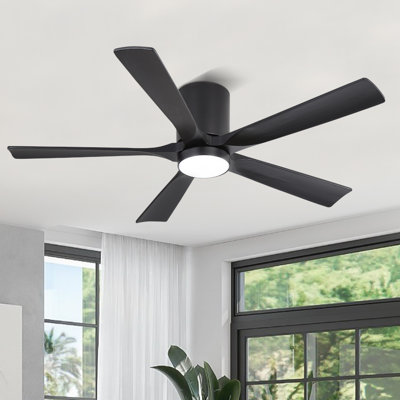 52 po Ventilateur de plafond encastré à 5 pales en bois massif avec ensemble d'éclairage