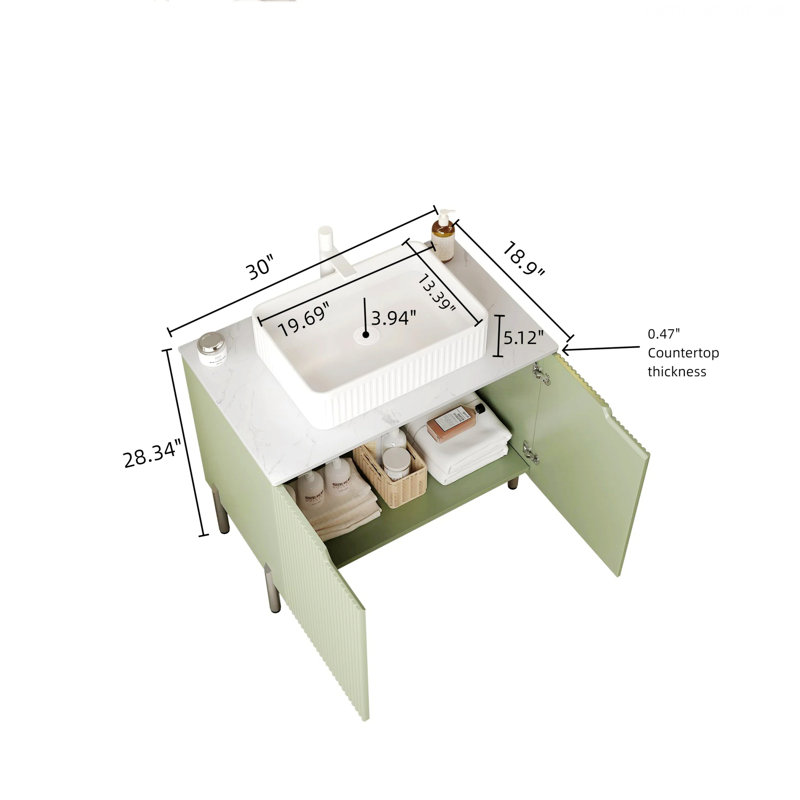 Meuble-lavabo autoportant contemporain avec 2 portes