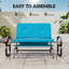 Banc oscillant d'extérieur, causeuse à bascule de patio pour 2 personnes avec coussins touffetés, structure en acier pour porche, jardin, bleu