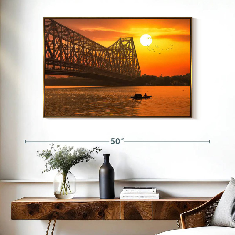 Pont Howrah, Cadre flottant doré, 40 po x 27 po