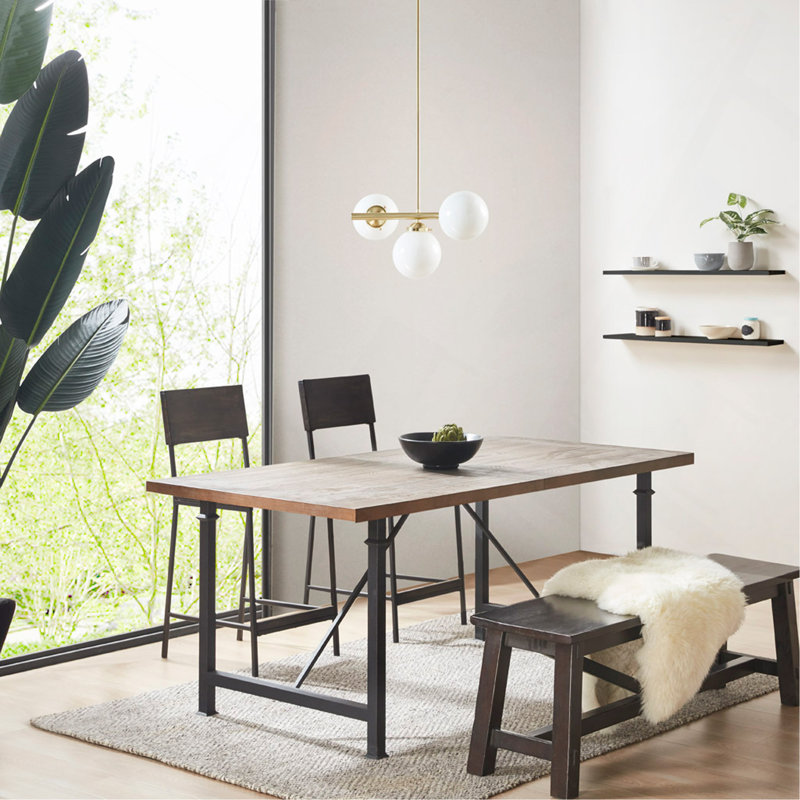 Lustre 3 lumières avec ampoules sphériques en verre givré