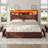 Queen Bed Frame with Spacious Storage Headboard and 4 Drawers Farmhouse LED Metal Platform Bed with Charging Station No Boxing Need-400191143-370782390