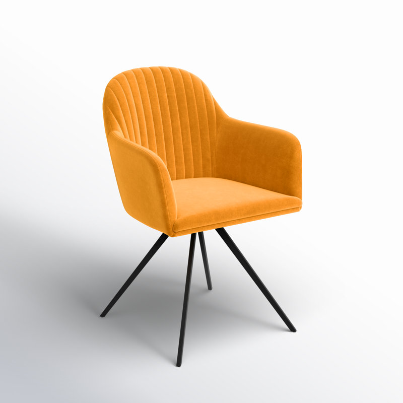 18.5'' H Tufted Velvet Upholstered Dining Chair, Cognac Velvet