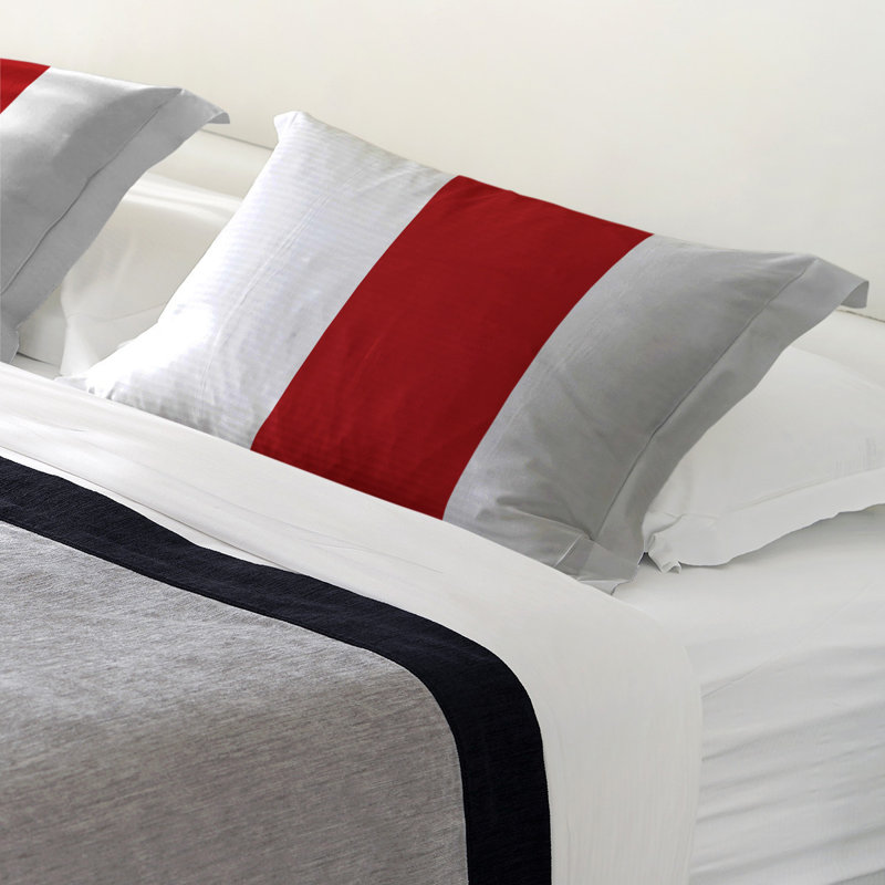 Striped Sham Set, Brushed Polyester, Standard, White/Red