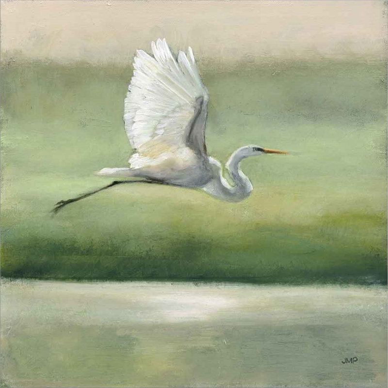 «Flight» par Julia Purinton - peinture encadrée, Blanc, Argent