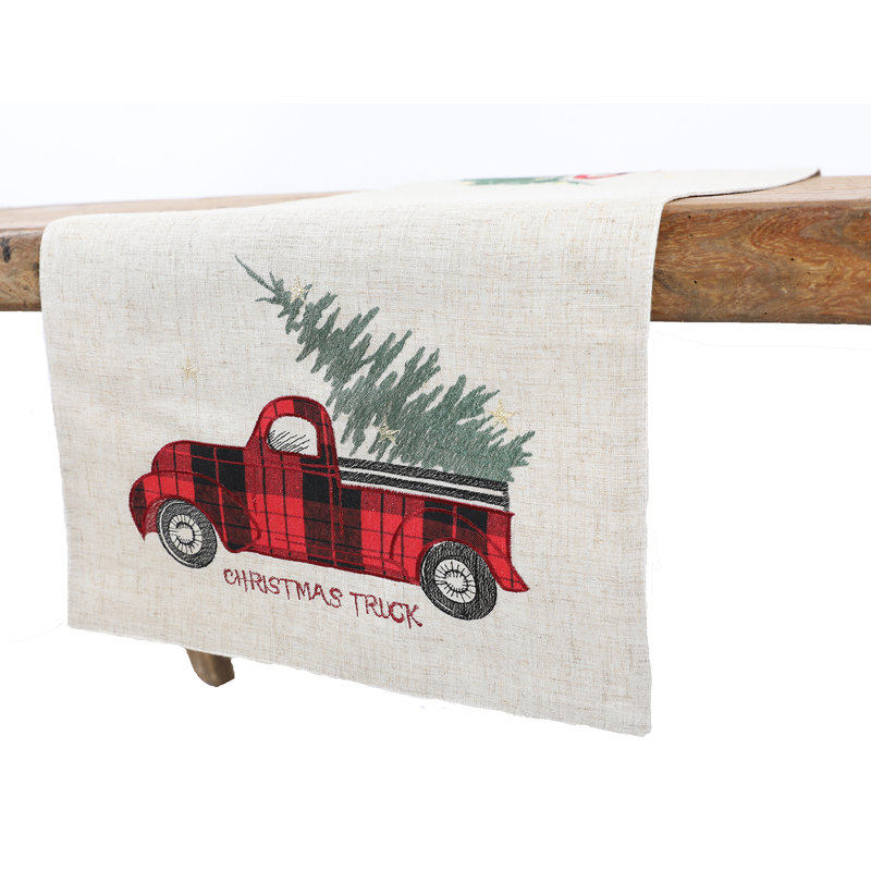 Chemin de table tartan truck avec sapin de noël Jaggers, L 70 po x l 15 po