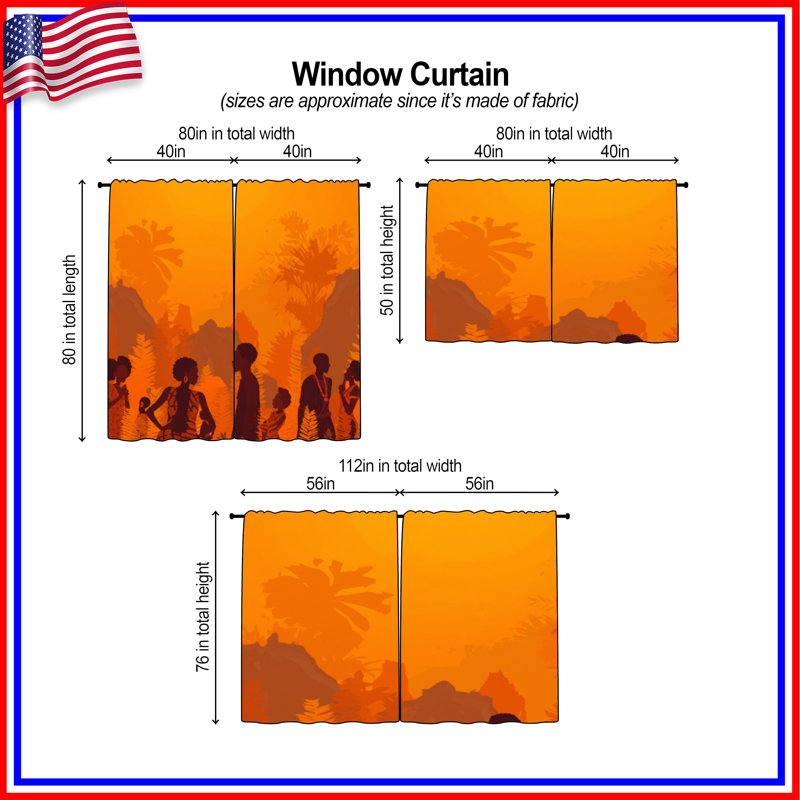 Rideaux de fenêtre Silhouette People, 80 po x 82 po - 2 panneaux, Obscurcissement de chambre