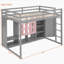 Lit mezzanine en bois avec garde-robe, tablettes et armoire-65687997-65687987