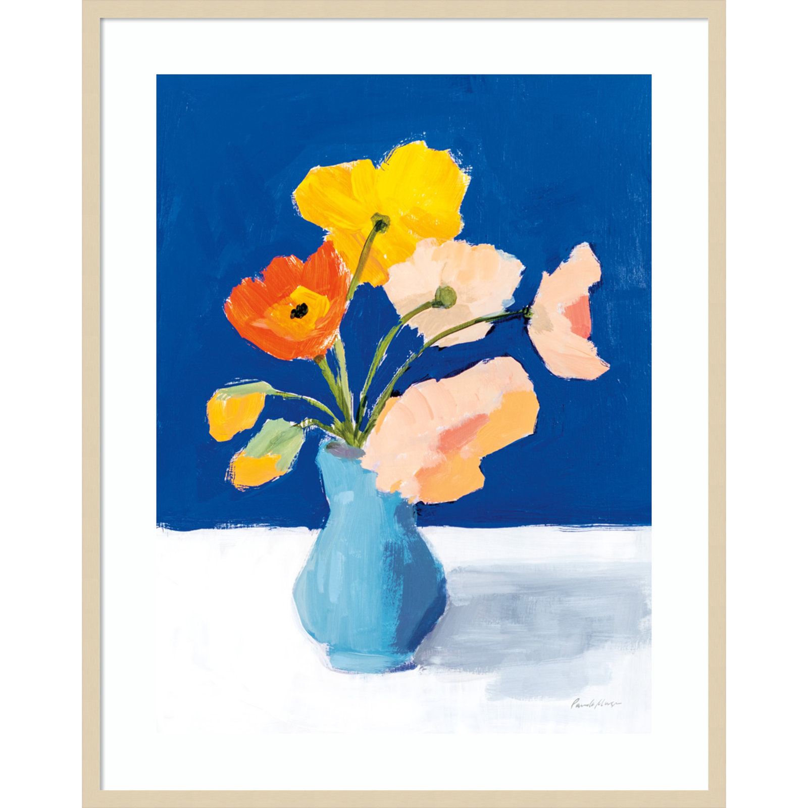 Poppies On Blue by Pamela Munger, Brown, 41.12" H x 32.62" W x 0.88" D