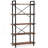 5-Tier Rustic Brown Industrial Metal Bookshelf Unit