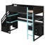 Lit mezzanine simple en bois avec escalier de rangement, bureau, tablettes et panneau perforé pour une utilisation optimale de l'espace et une expérience de jeu confortable-1037180347-1037180350