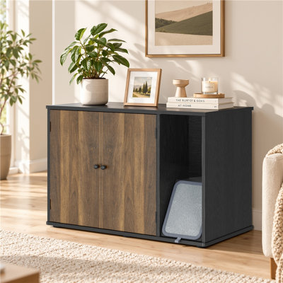 Cat Litter Cabinet and End Table Combo with Scratching Pad for Large Cats