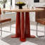 Table de salle à manger ronde moderne de 119 cm (47 po), plateau en frêne massif et piètement élégant en acier inoxydable