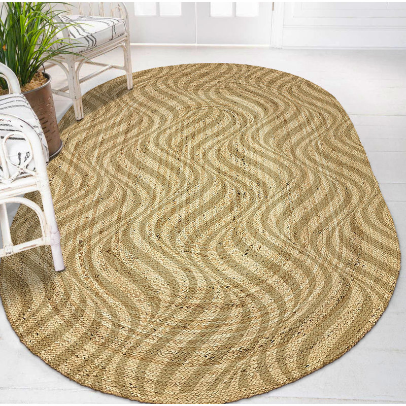 Tapis en jute tissé à la machine Rhianna, Ovale 3 pi 11 po x 5 pi 11 po
