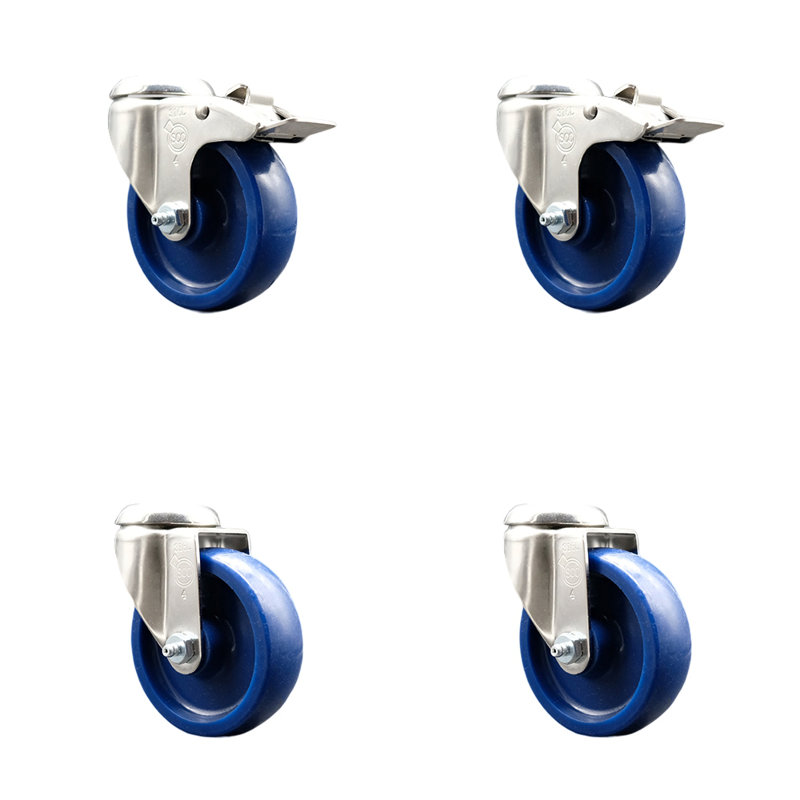 Ensemble de roulettes pivotantes en polyuréthane avec 2 verrous de verrouillage, H 4 po x l 4 po