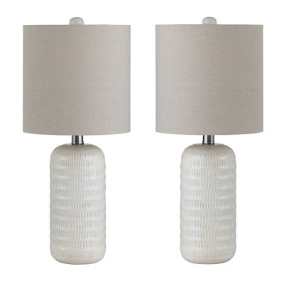 Set Of 2 Ceramic Table Lamp With Linen Shade