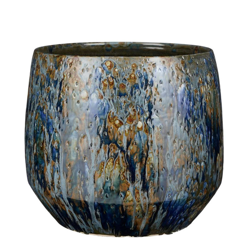 Eawood Ceramic Pot Planter, Blue, 29cm H x 32cm W x 32cm D