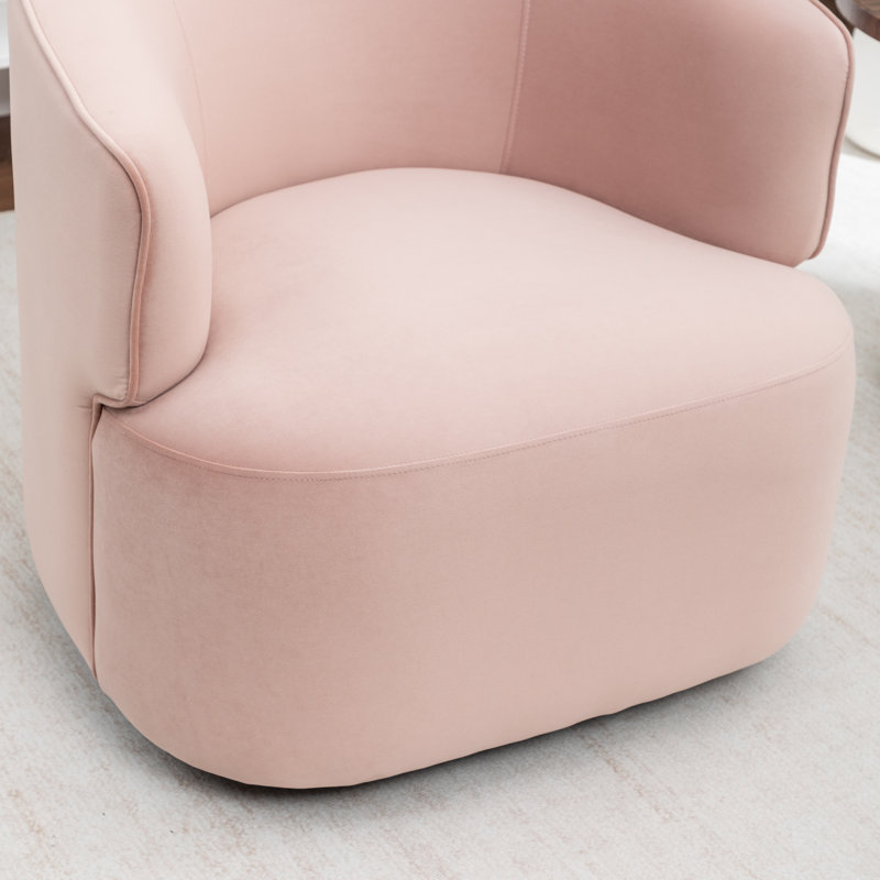 Fauteuil demi-tonneau pivotant rembourré Tybias, Rose