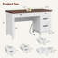 Bureau de direction de style ferme avec prises électriques et ports USB – Bureau d'ordinateur en bois de 136 cm – Tiroir à dossiers, rangement, bureau pour la maison – Brun et blanc