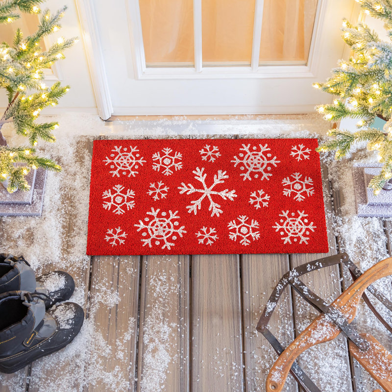 Tapis de Noël flocon de neige en fibre de coco