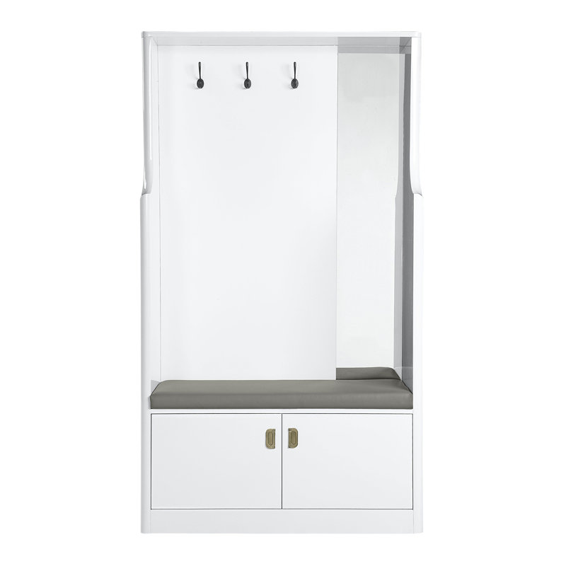 Buck II White High Gloss Finish Hall Tree