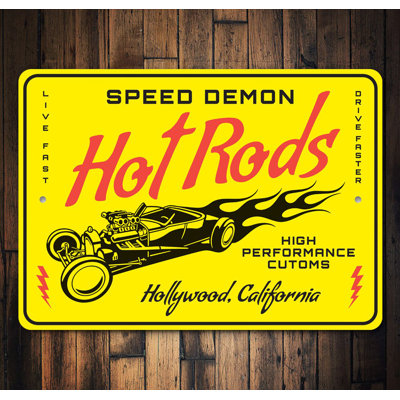 Speed Demon Hot Rods High Performace Customs Aluminum Sign