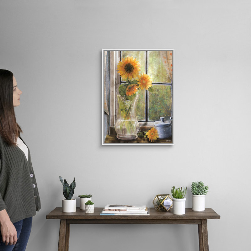 Fleurs murales matinales, Cadre blanc, H 18 po x l 24 po x P 1,75 po