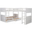 Lit superposé simple fonctionnel avec mezzanine en blanc et tiroirs supplémentaires - Maximisez l'espace de rangement et la conception polyvalente-1742533725