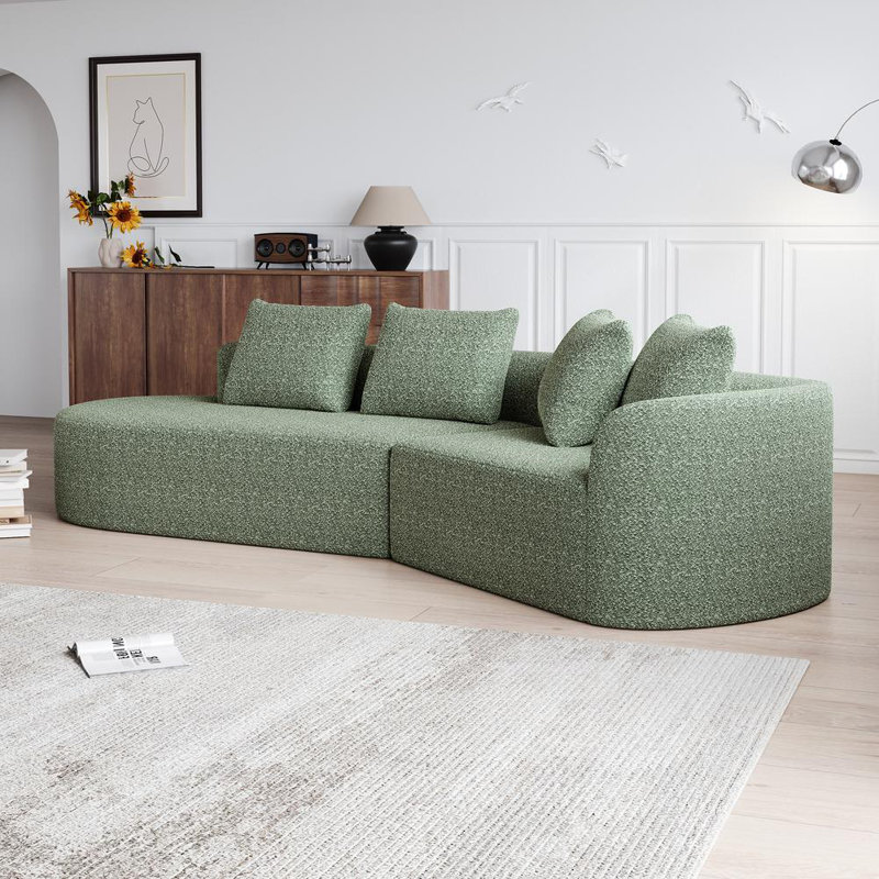 Canapé modulaire Cniyah, Chenille verte, Orienté à gauche (vu de face)