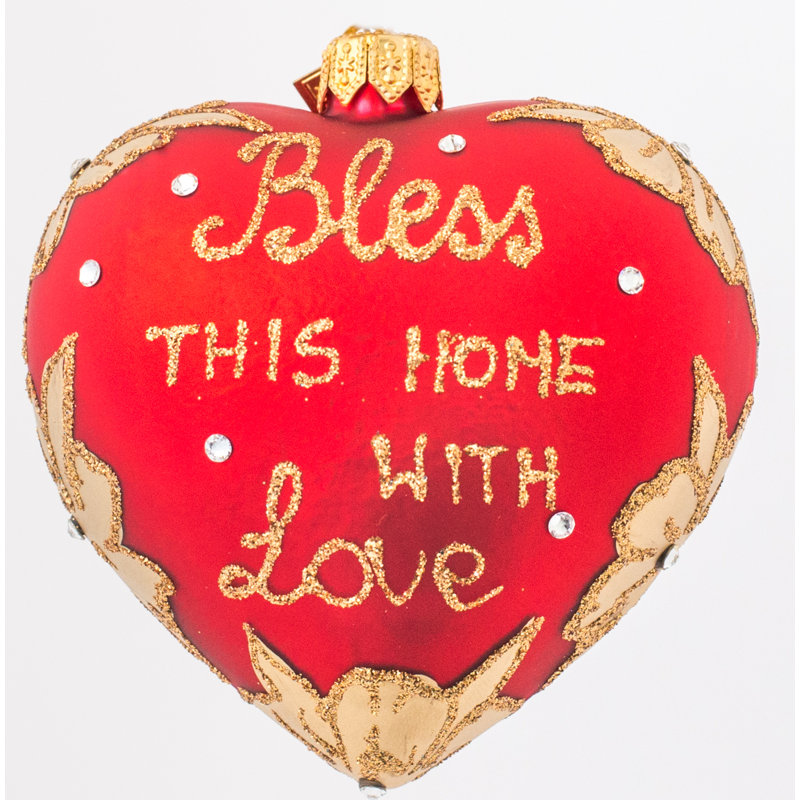 JOY HEART 4'' Handmade Glass Plants & Flowers Holiday Shaped Ornament
