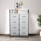 Single Fabric Drawer Nightstand with Open Shelf for Bedroom Living Room