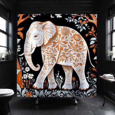 Brawny Elephant Shower Curtain