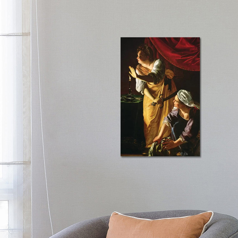 Judith And Maidservant With The Head Of Holofernes, C.1625 by Artemisia Gentileschi - Wrapped Canvas Painting