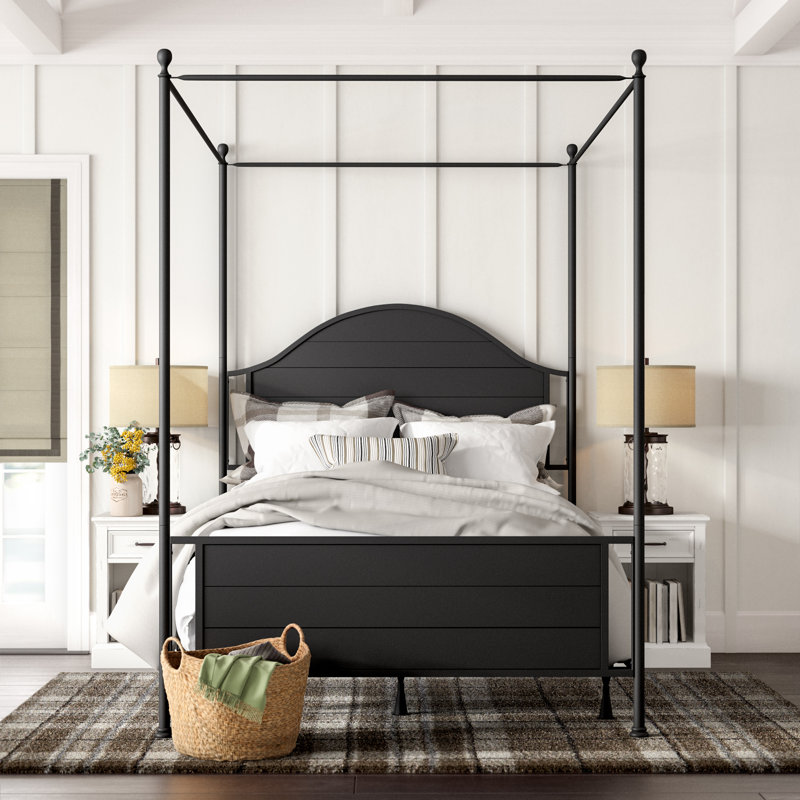 Hever Metal Canopy Bed, King, Black