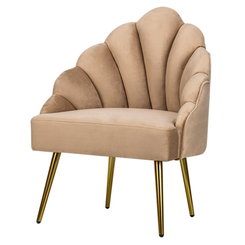 Meilani Velvet Lounge Chair, Beige Velvet 