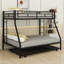 Lit simple sur lit double avec structure en acier robuste, lit superposé avec lit gigogne simple, échelles à deux côtés-1711515248