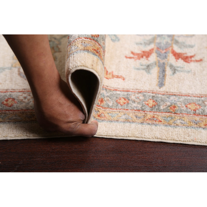 Tapis ivoire noué à la main de conception unique 9 pi 1 po x 12 pi