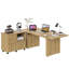 Bureau d'ordinateur en L Aayat avec classeur mobile, bureau à cannelures moderne avec 3 tiroirs et rangement ouvert, poste de travail réversible en coin-131449352