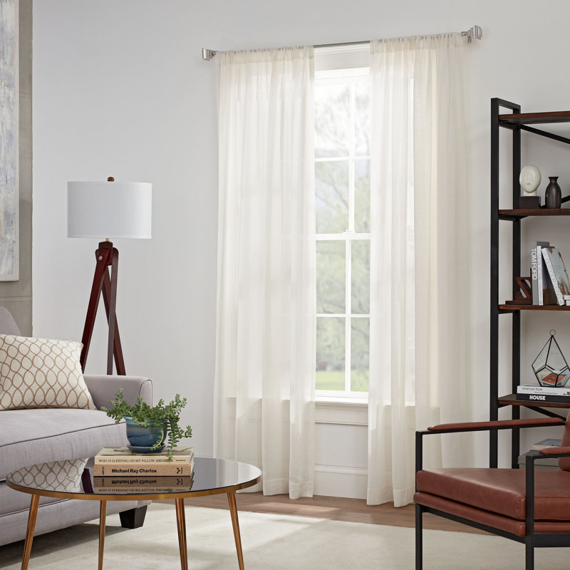 Nickel Steel Wall Mounted Adjustable Curtain Rod with Square Finials