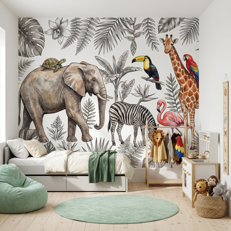 Décoration murale amovible sur fond blanc, 160 po x 108 po, Non tissé