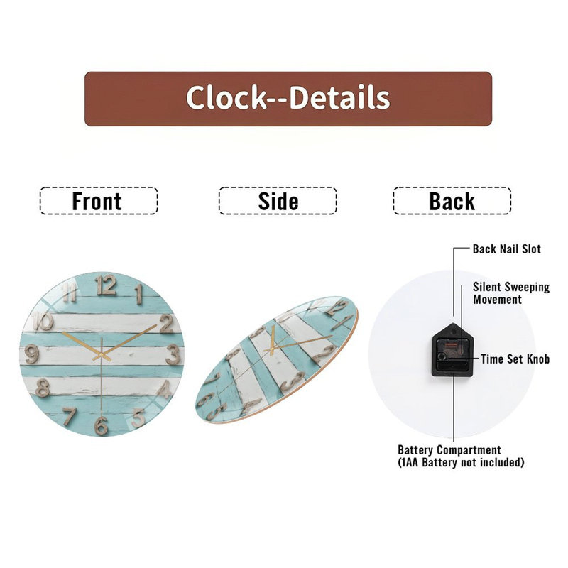 Horloge murale en verre 12 po