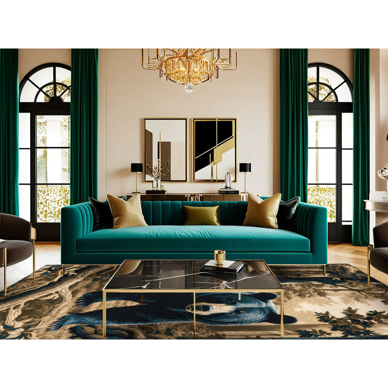  Tapis lavable avec ours noir asiatique, Rectangle de 5 pi x 8 pi