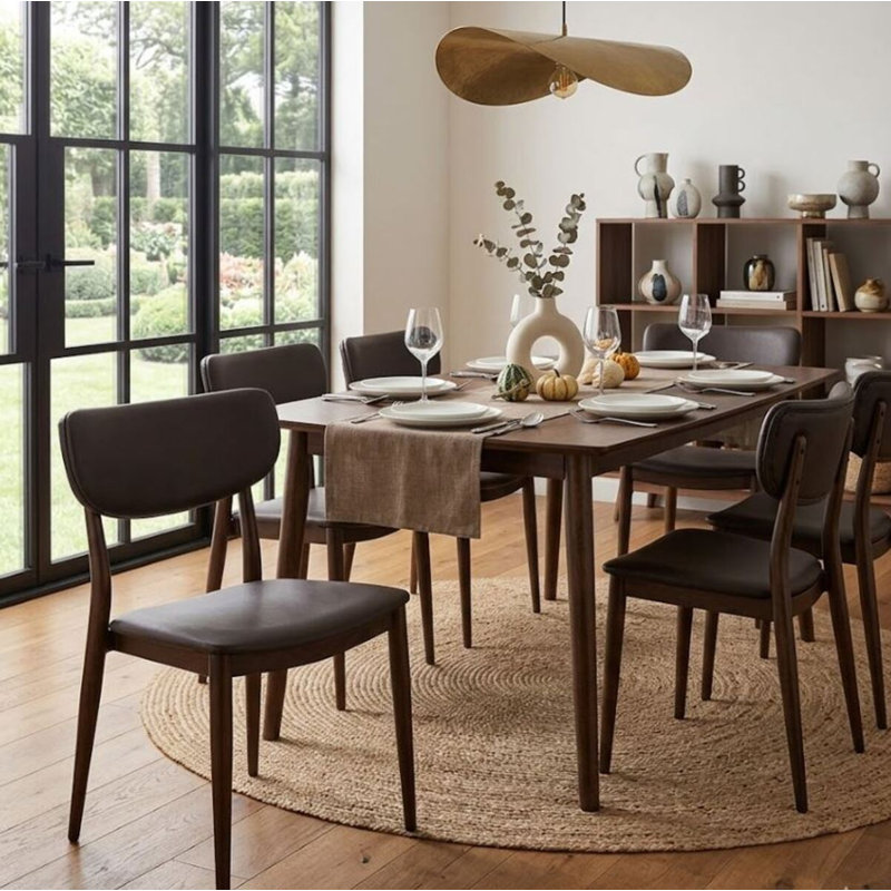 Chaise en similicuir Roma, Gris, Noyer foncé